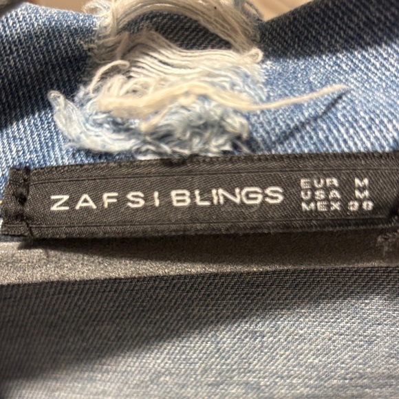 Zafsi Blings Distressed Long Denim Jacket - Picture 6 of 9